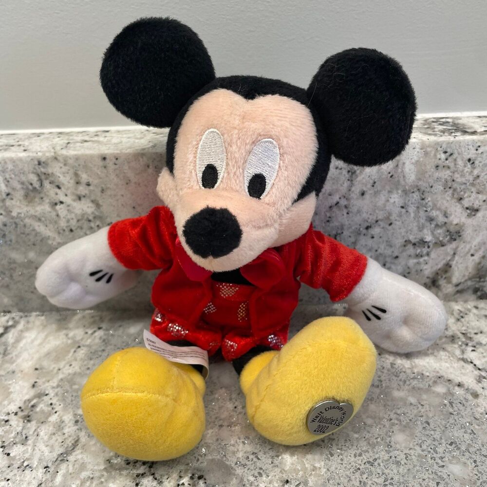 Vtg Walt Disney World 2002 Mickey Mouse 2002 Valentine's Day Plush Kiss Smooch
